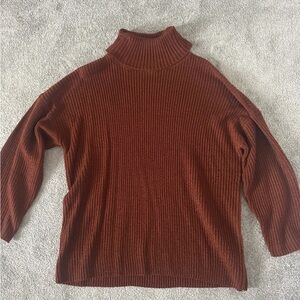 Women's Ribbed Turtleneck Sweater - Brown